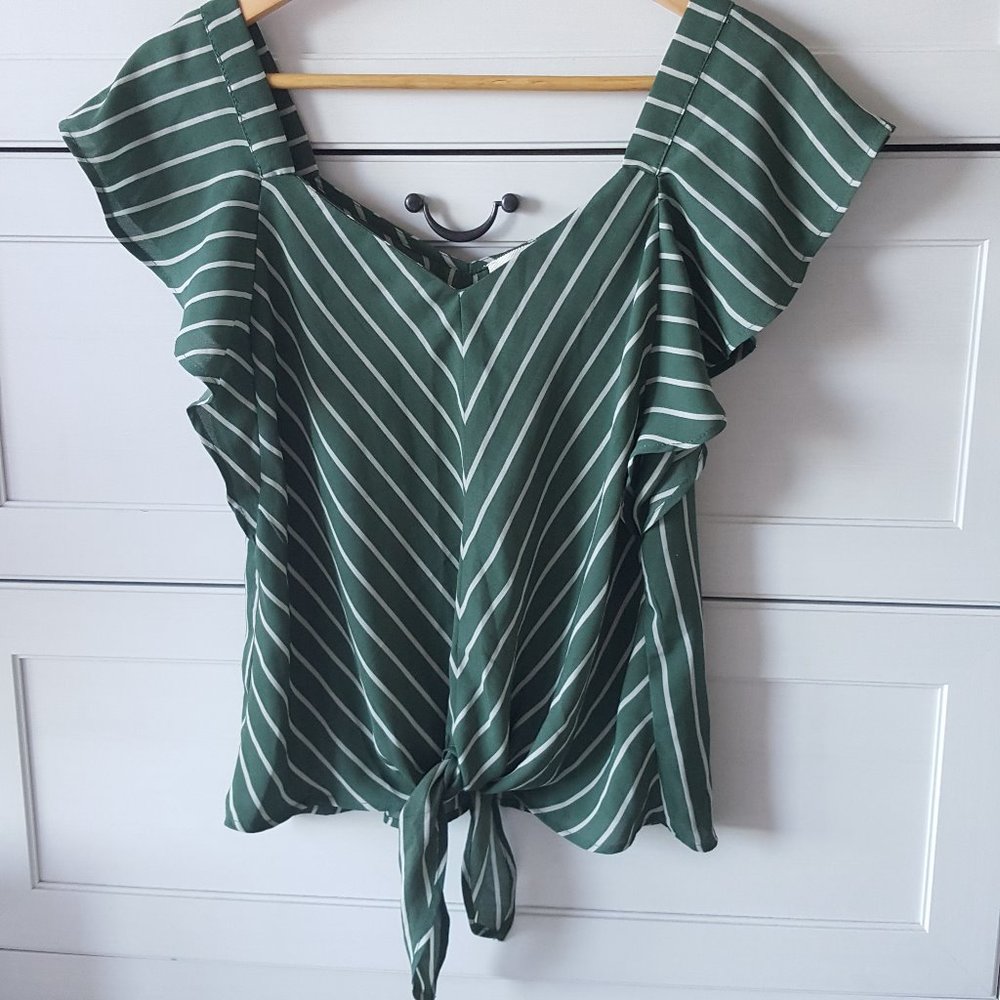 Monteau Los Angeles Blouse - Green/White, M